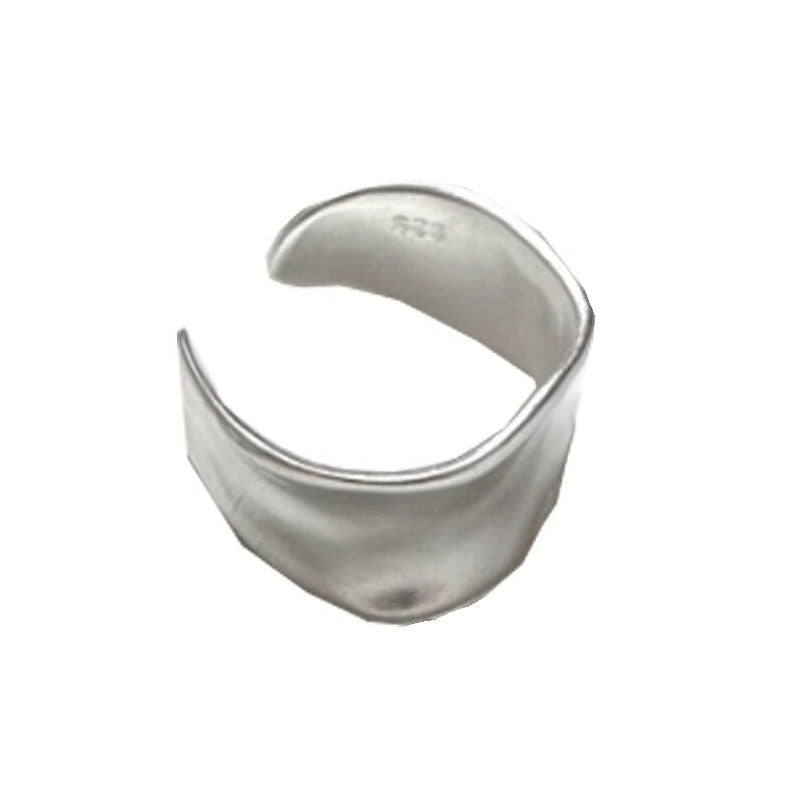 Sier Wide Irregular Wave Glossy Simple Niche Advanced Cold Wind Ring