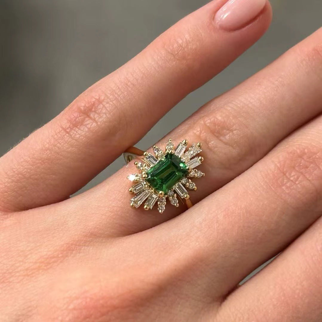 Women's Gold Fashion Wear Square Diamond Accessories Rings