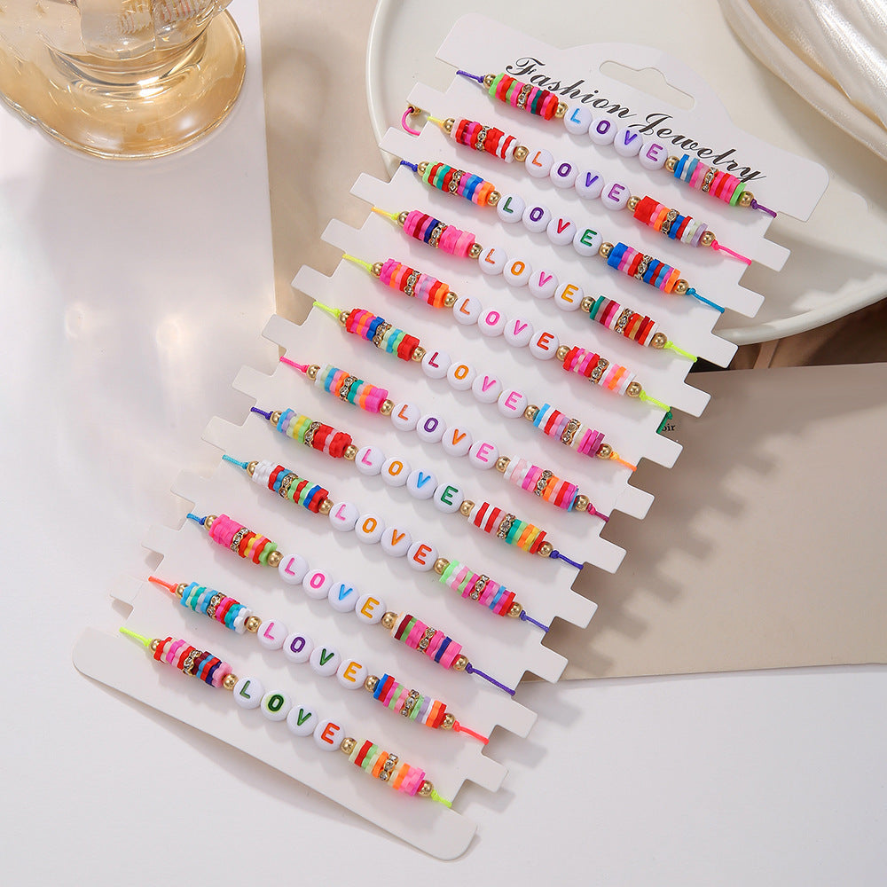 Children's Bohemian Style Letter Colorful Beads Stringed Bracelets