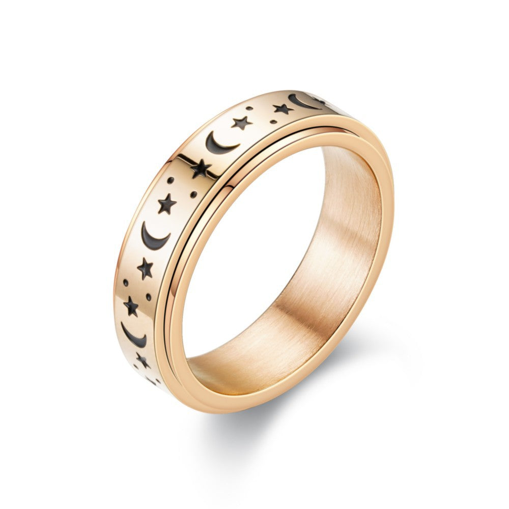 Corrosion Smear Star Moon Couple Can Be Rotatable Rings