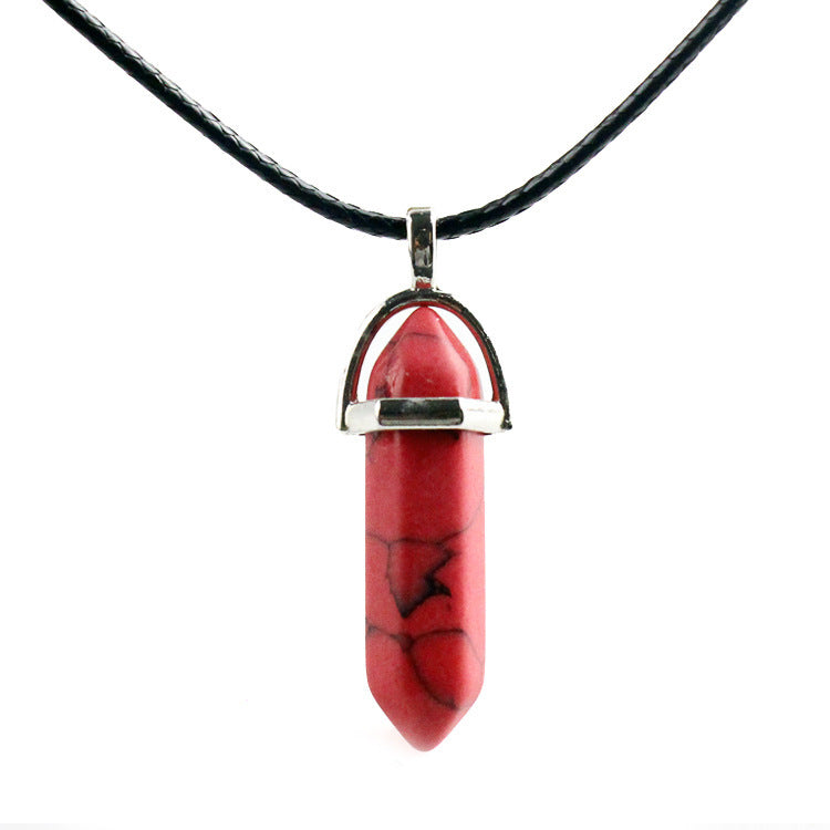 Natural Stone Hexagon Prism Fashion Crystal Necklaces