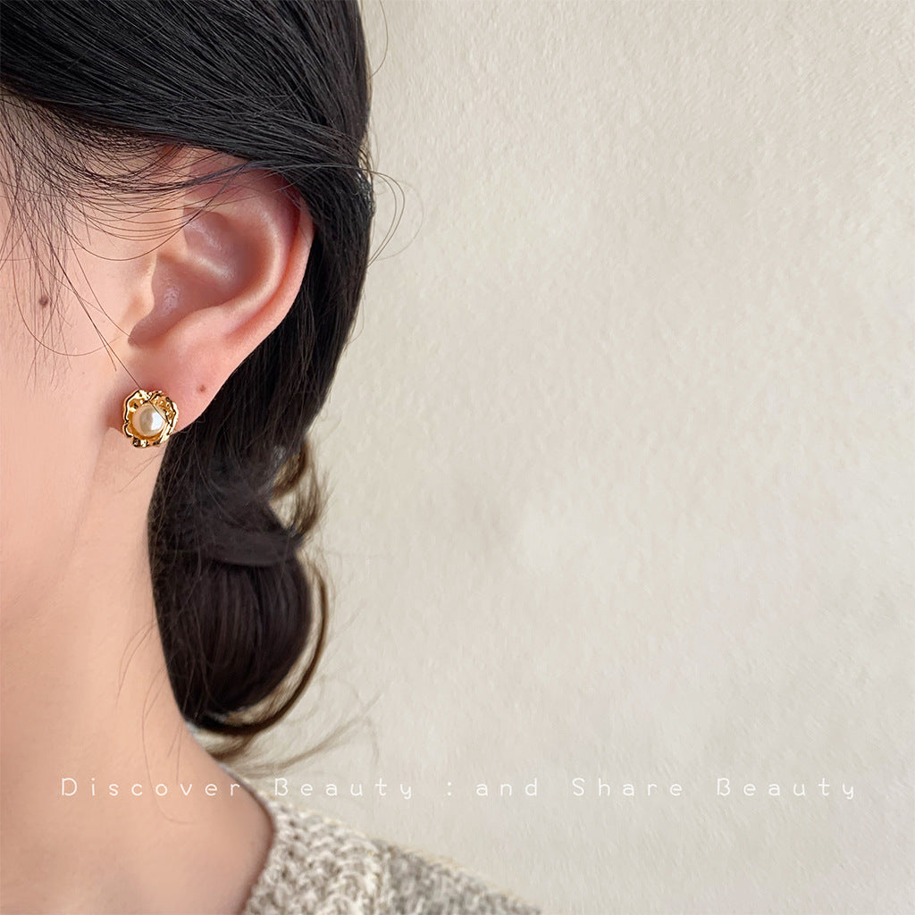 Geometric Ear Personality Simple Natural Pearl Earrings