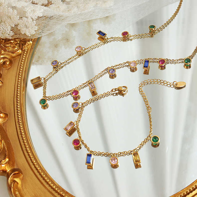 Gem Style Zircon Tassel Female Jewelry Necklaces