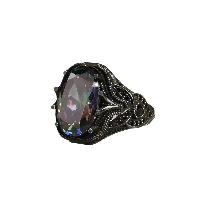Creative Colorful Egg-shaped Zircon Vintage Ornament Rings