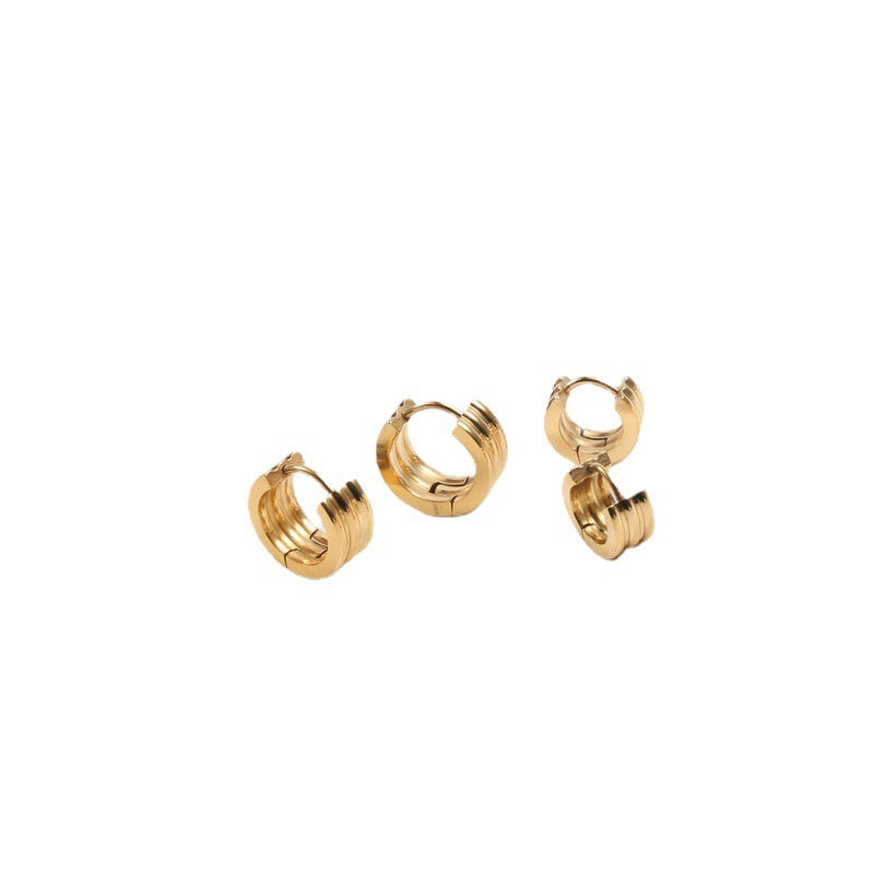 Open Small Titanium Steel Gold Plated Stud Earrings