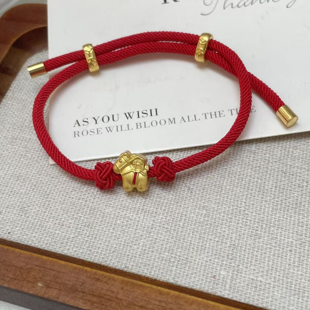 Red Rope Female Life Lucky Beads Alluvial Gold Woven Hand Bracelets