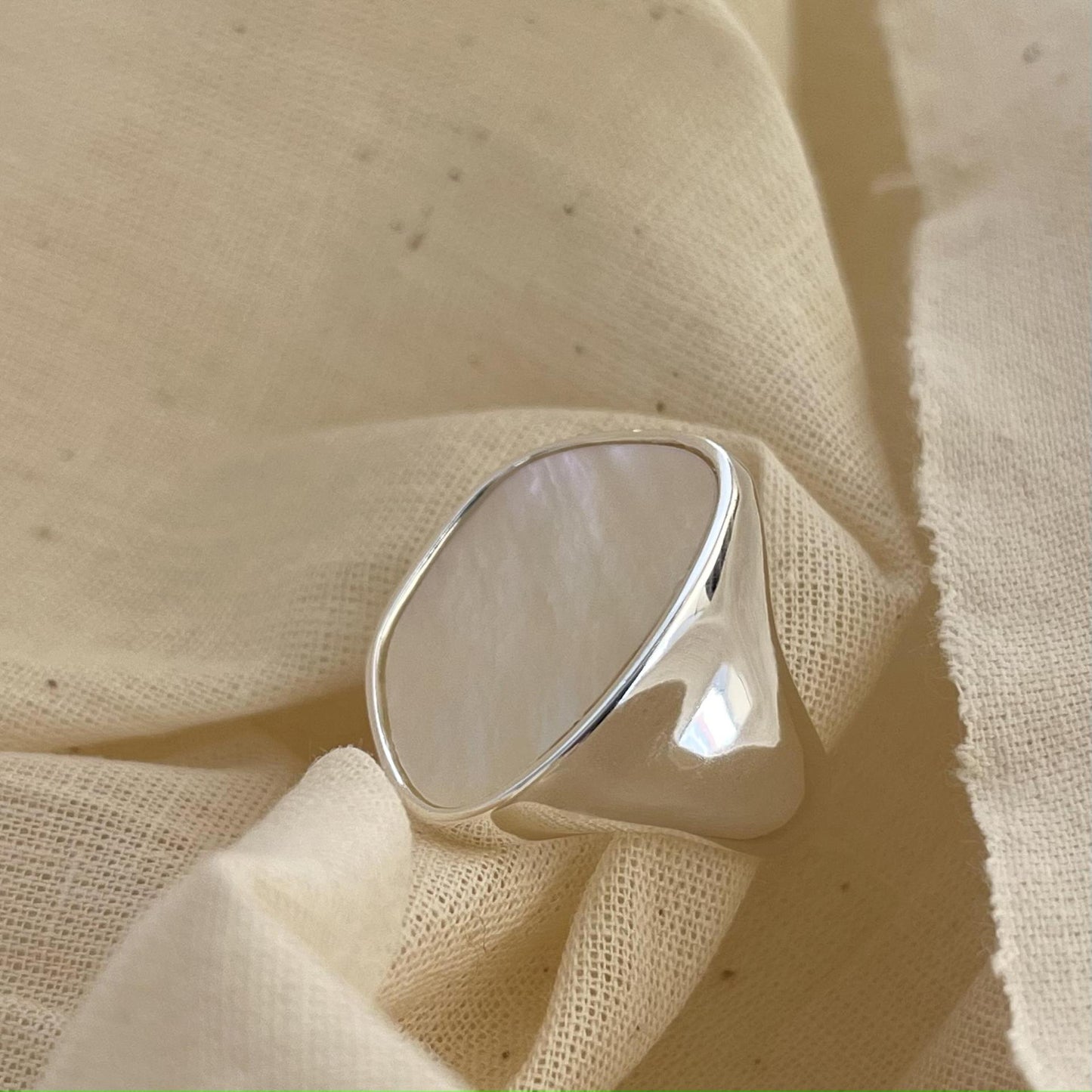 Women's Shell Mother Niche Hipster Thick Sterling Rings