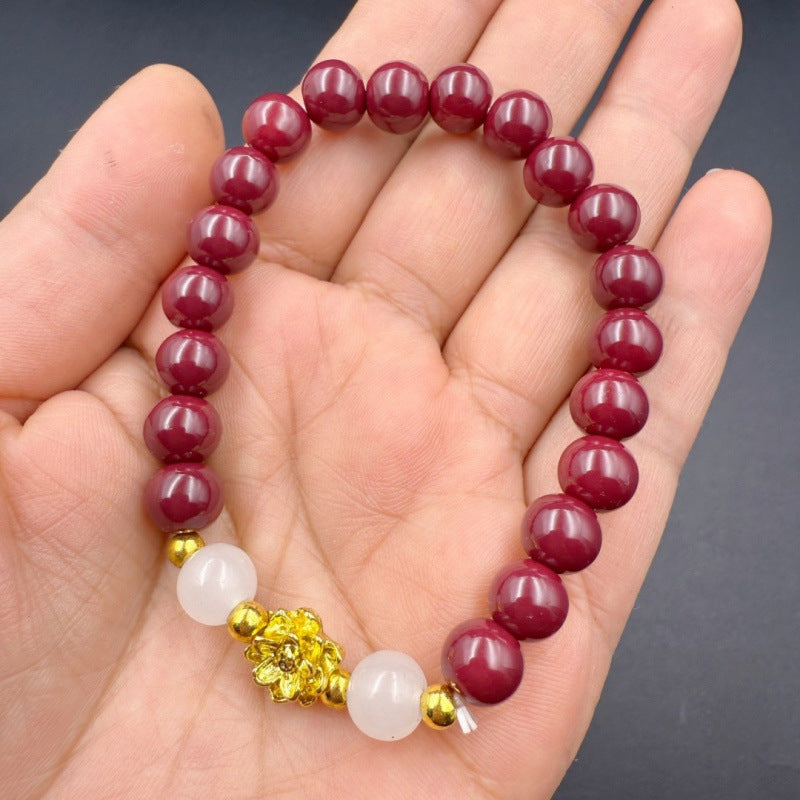 Women's Cinnabar Female Life Safety Gourd Fu Lu Fortune String Bracelets