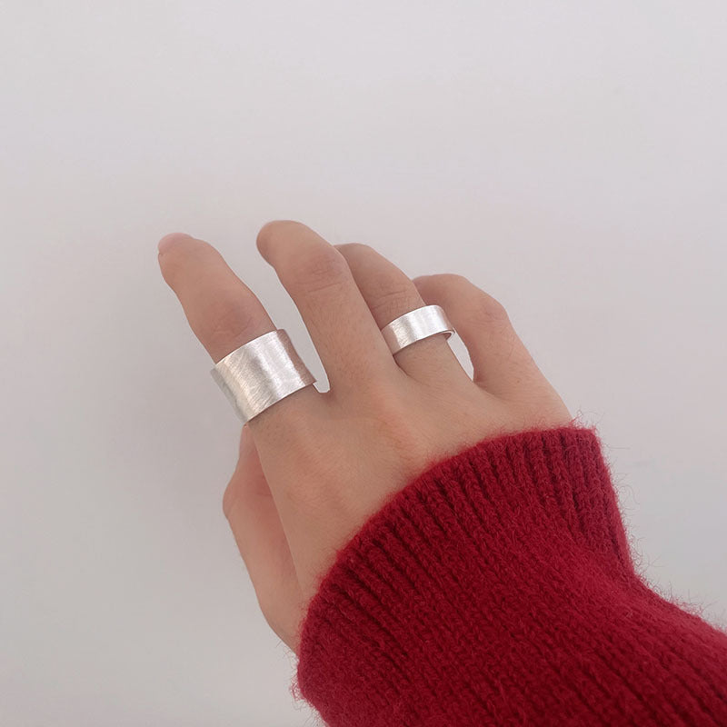 Korean Niche Design Wide Narrow Open Frosted Glossy Rings