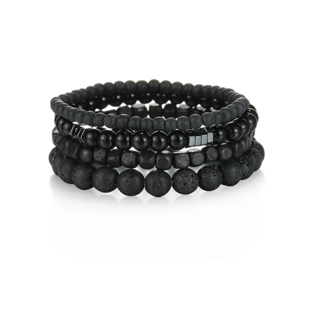 Men's Volcanic Rock Tigereye Wooden Bead Stretch Bracelets