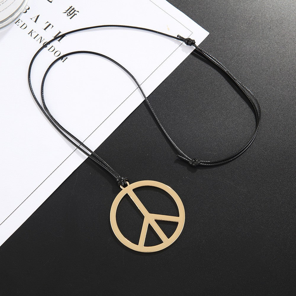 Simple Personality Round Peace Sign Fashion Jewelry Set
