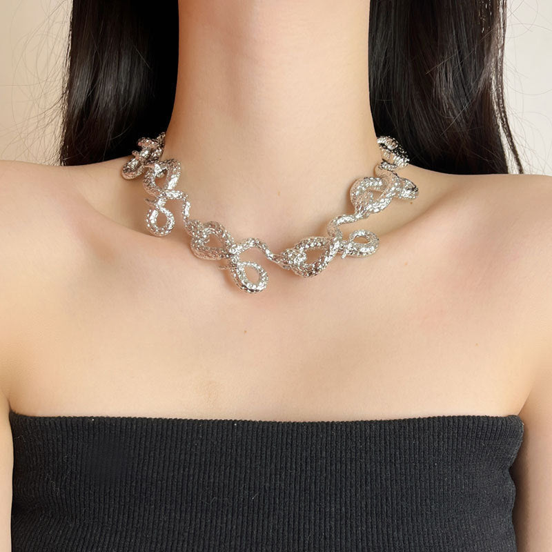 Women's Plate Snake Cuban Real Gold Electroplated Light Luxury Buckle Necklaces