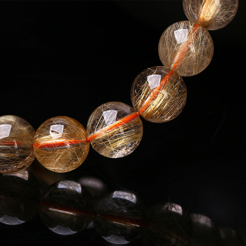Women's & Men's Jewelry Natural Gold Rutilated Quartz Rutile Crystal Bracelets
