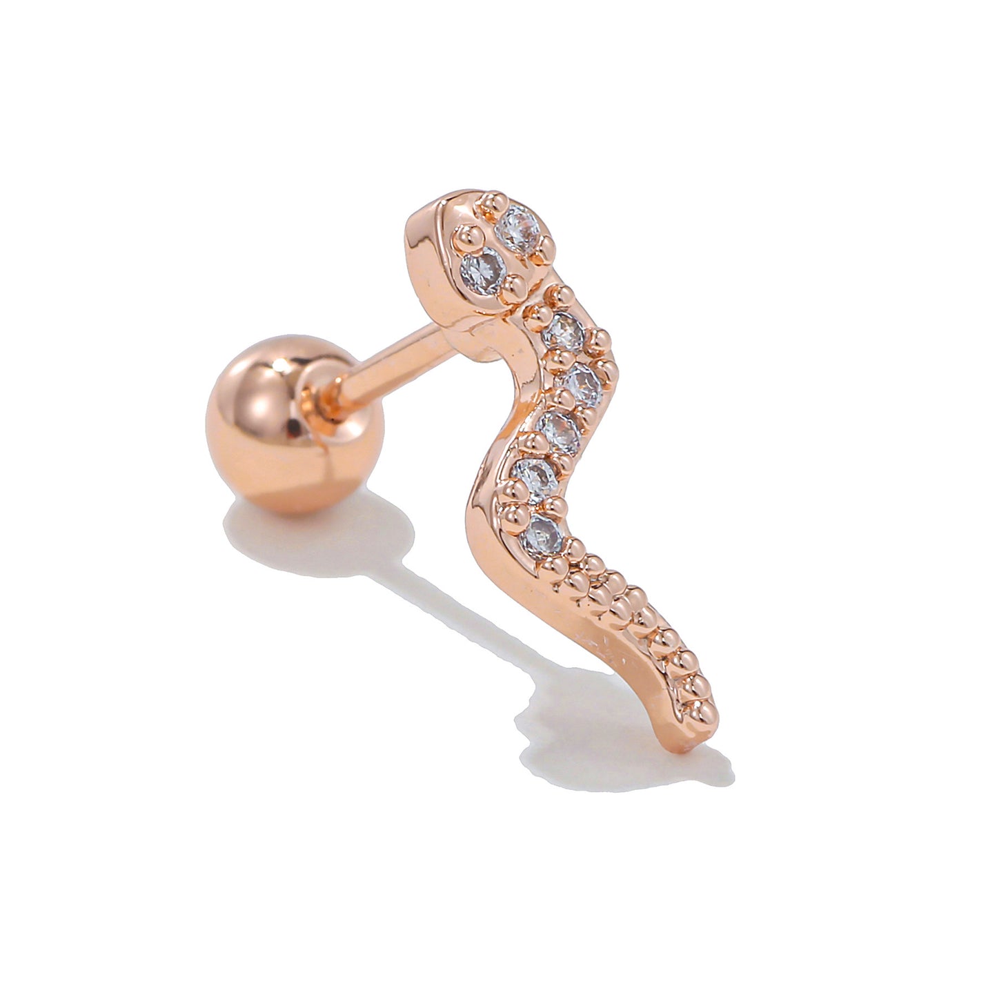Rod Piercing Micro Inlaid Zircon Double Earrings