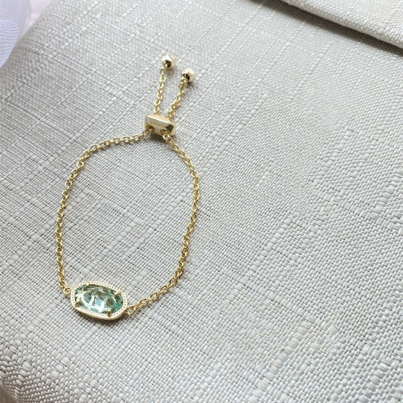 Gold Ornament Stone Geometric Cut Chain Bracelets