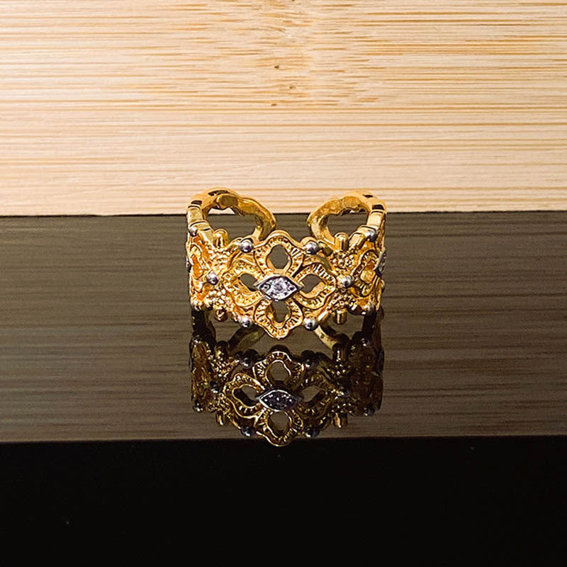 Style Light Luxury Hollow Pleated Stylish Opening Female Niche Rings