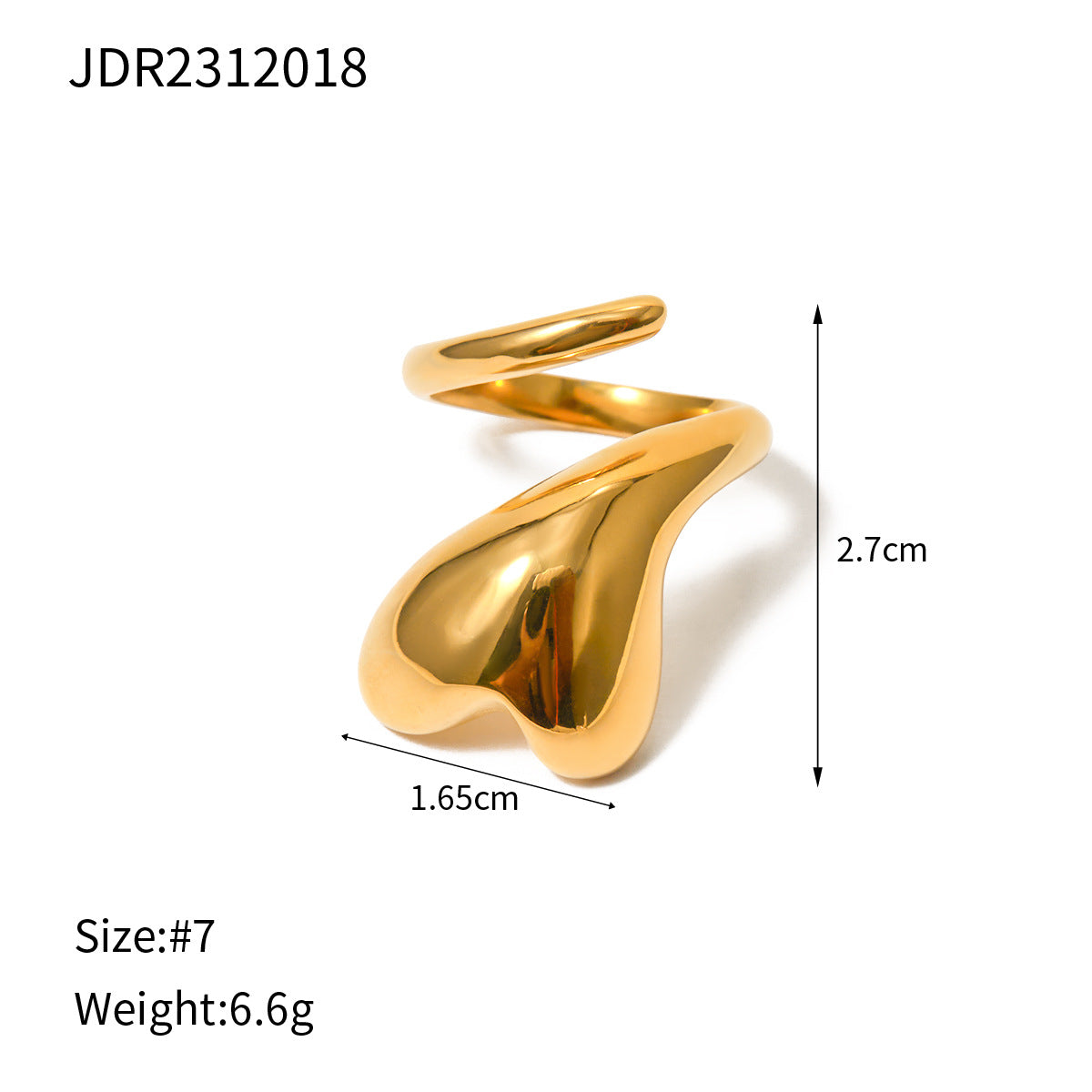 Style Gold Stainless Steel Heart-shaped Winding Open Rings