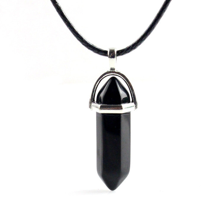 Natural Stone Hexagon Prism Fashion Crystal Necklaces