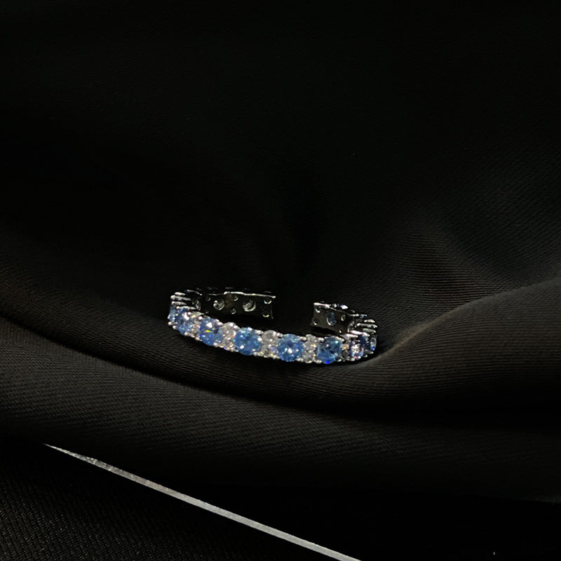 Full Rhinestone Zircon High-grade Open Light Luxury Minority Rings