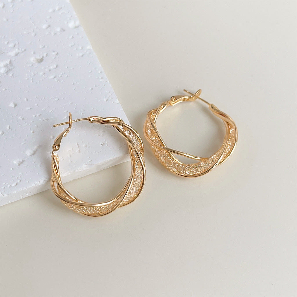 Women's Affordable Luxury Style Zircon Geometric Large Hoop Exaggerated Personalized Earrings
