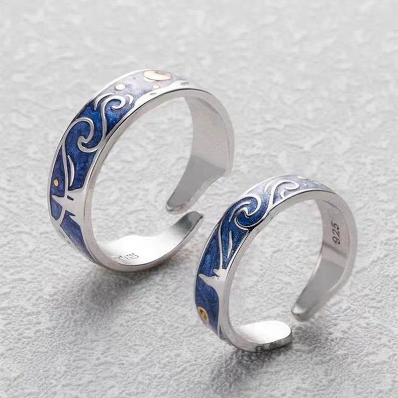 Men's Fashion Sterling Sier Pair Design Personality Rings