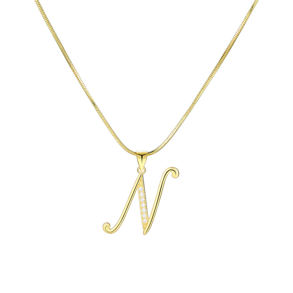 Simple Copper Inlaid Zircon Snake Chain Necklaces
