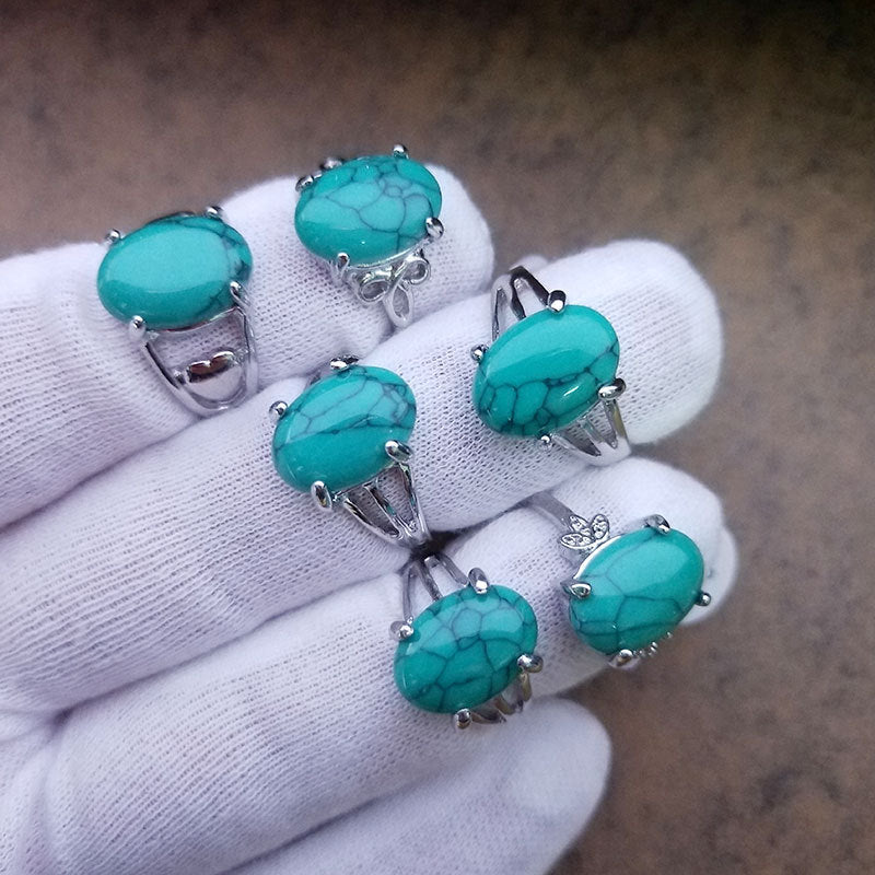 Women's Ornament African Turquoise Gemstone Index Finger Rings