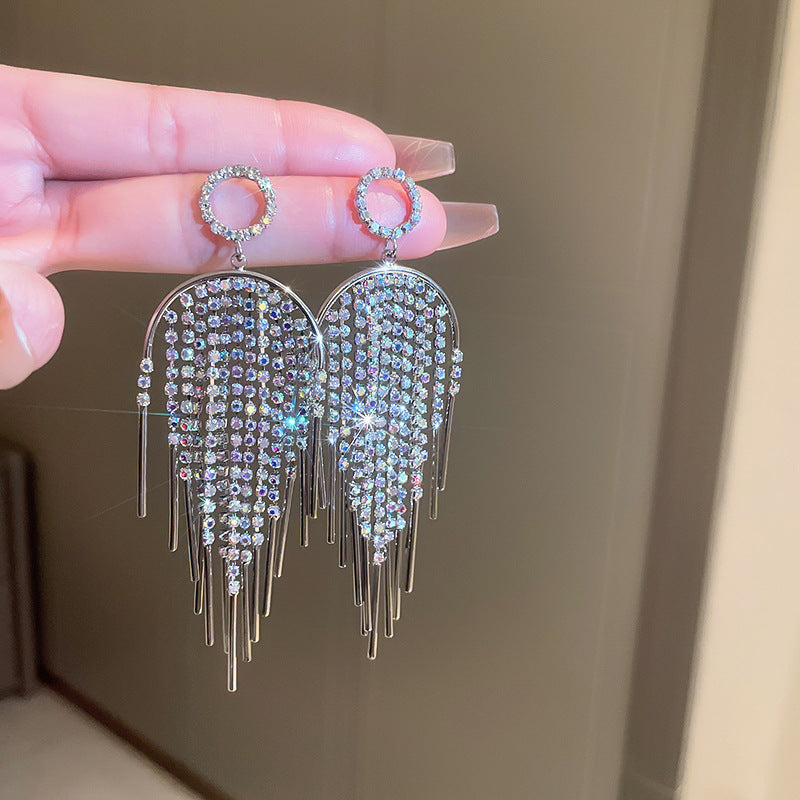 Needle Fully Jeweled Loving Heart Bow Earrings