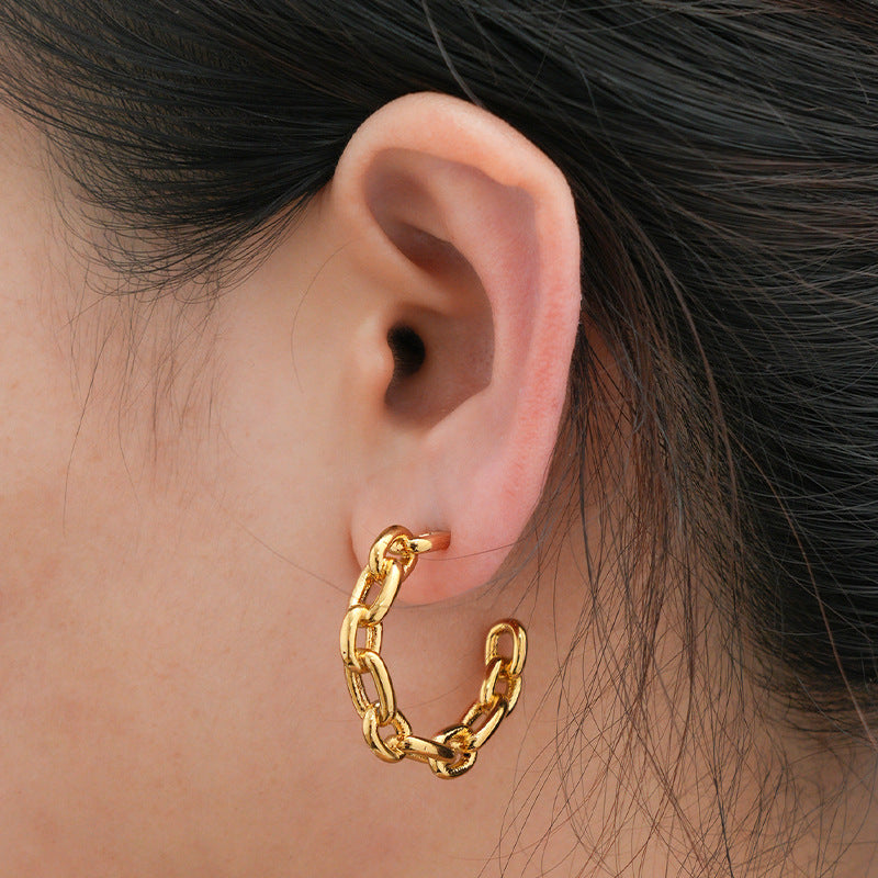 Women's Fashion Chain Welded Stainless Steel Shaped Trendy Earrings