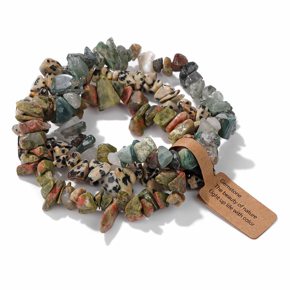 Women's & Men's Gravel Beads Three-piece Kraft Paper Tag Bracelets