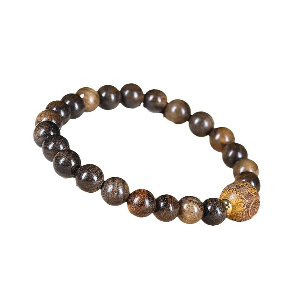 Boxwood Carving Money Drawing Pi Spacer Beads Bracelet