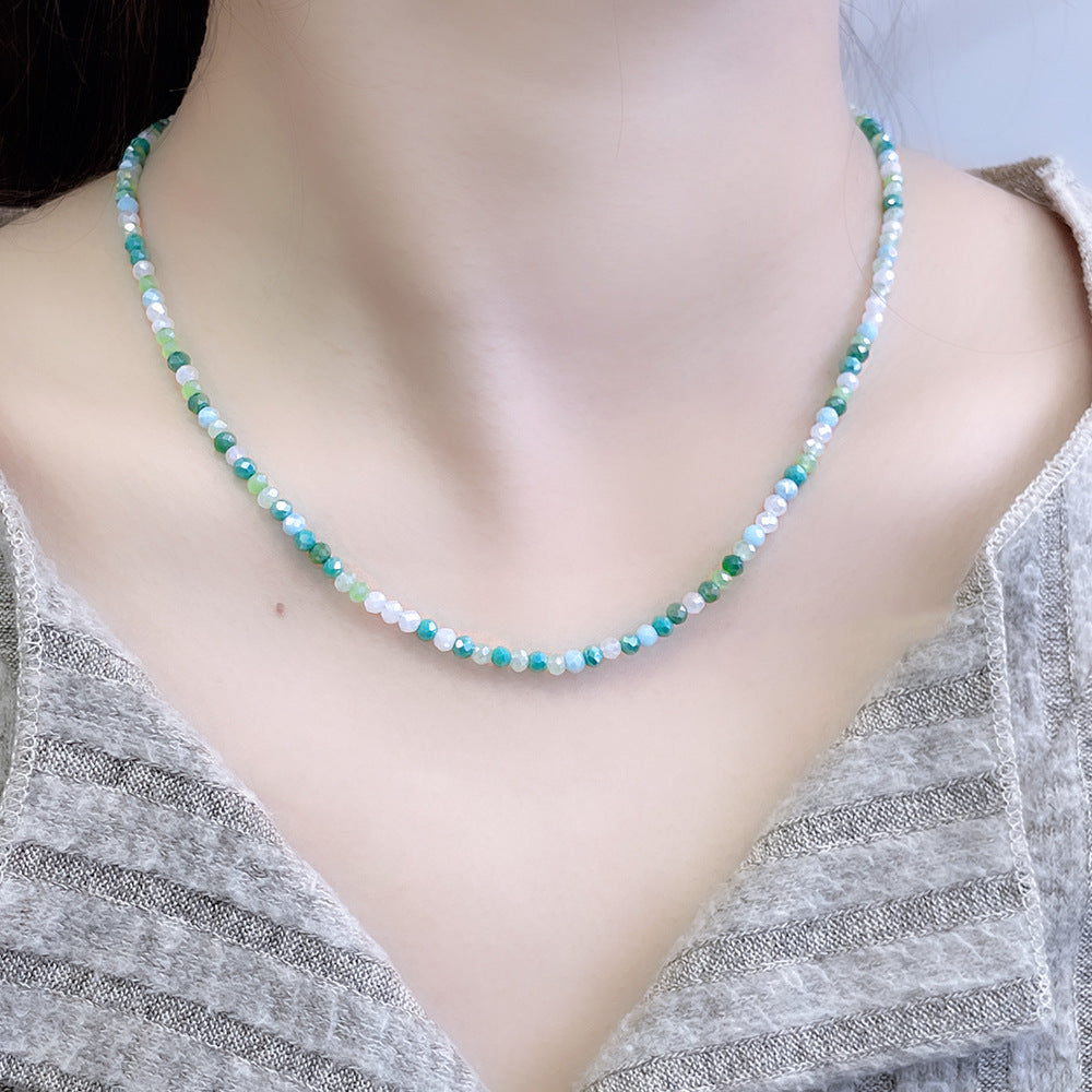 Style Glass Beaded Small Fresh Mixed Color Clavicle Chain Necklaces