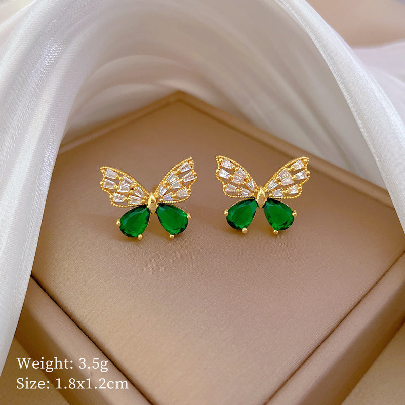 Hollow Butterfly Suite Light Luxury Micro Inlaid Graceful Personality Banquet Earrings