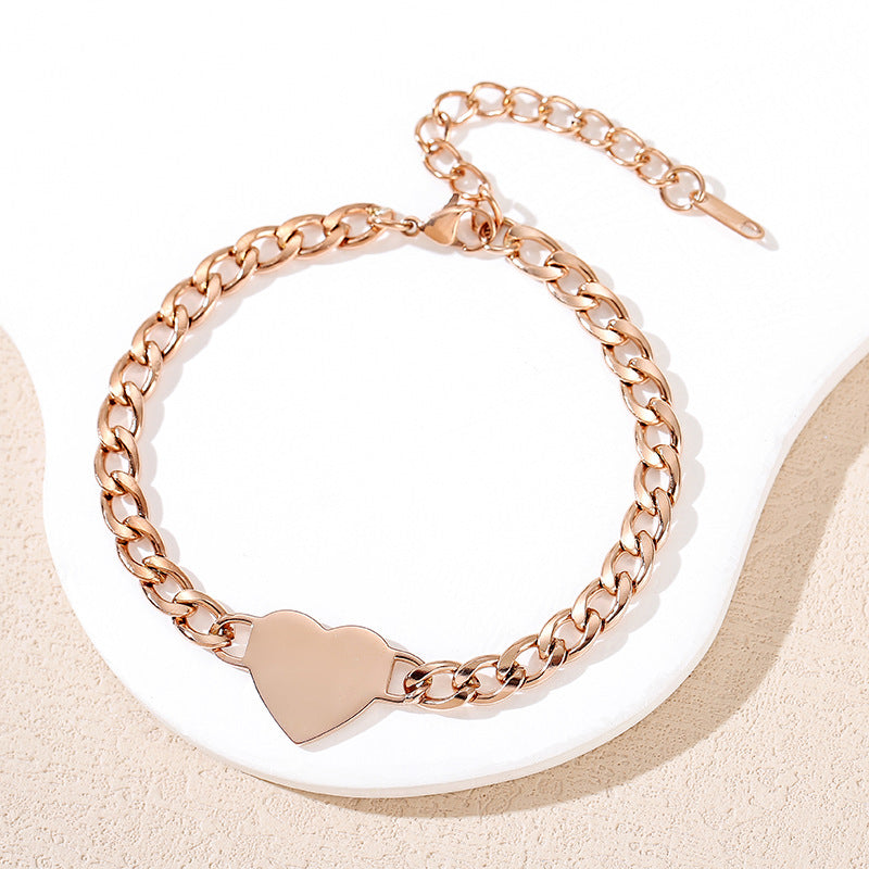 Blank No Words Material Stainless Steel Cuban Link Chain Laser Bracelet