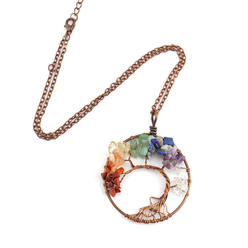 Winding Natural Stone Crystal Bronze Curved Necklaces