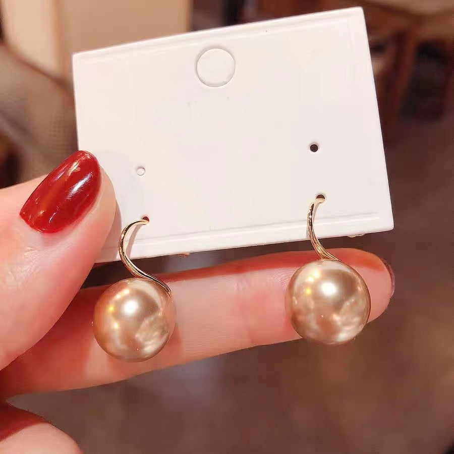 Simple French Retro Transparent Pink Pearl Light Luxury Earrings