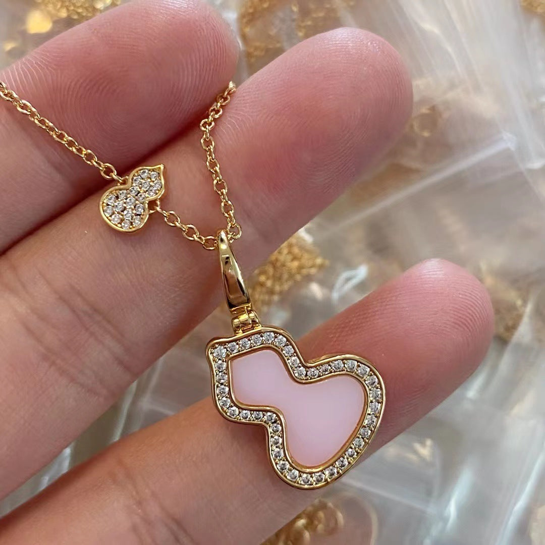 Agate White Shell Fu Lu Clavicle Chain Necklaces