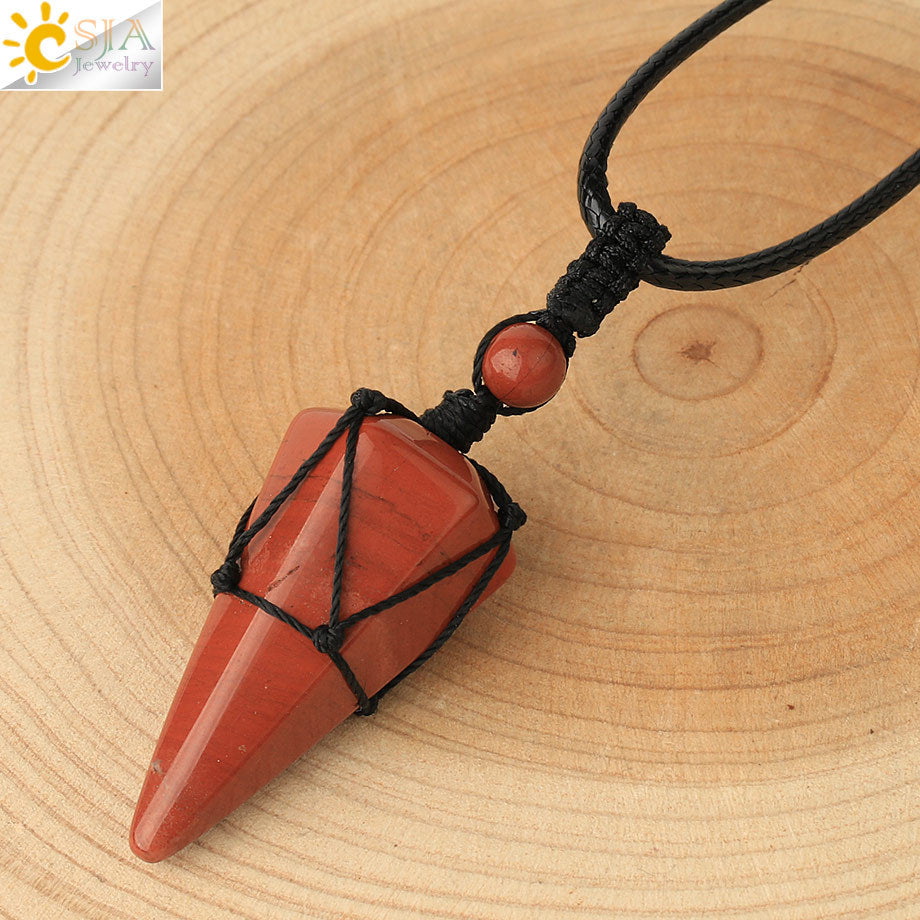 Women's Ornament Hand-woven Hexagonal Prism Stone Accessories Necklaces