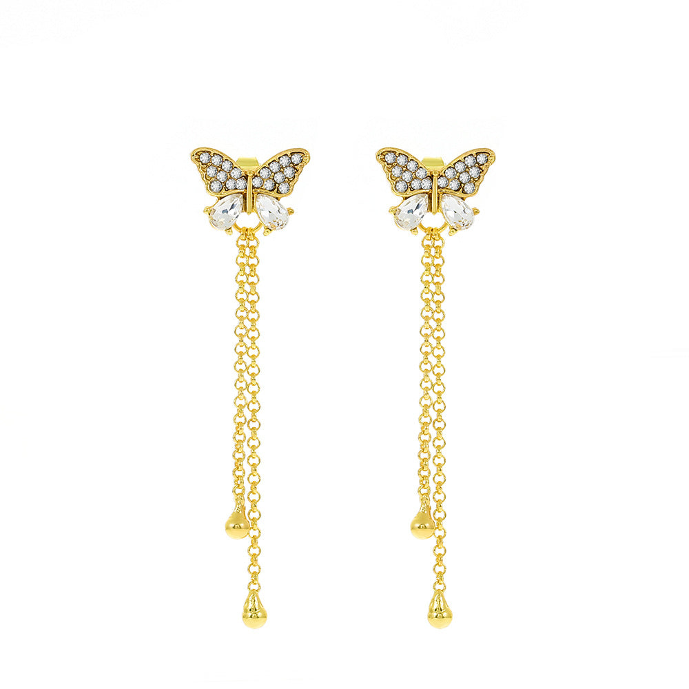 Women's Butterfly Fashion Temperamental Minority Design Long Earrings