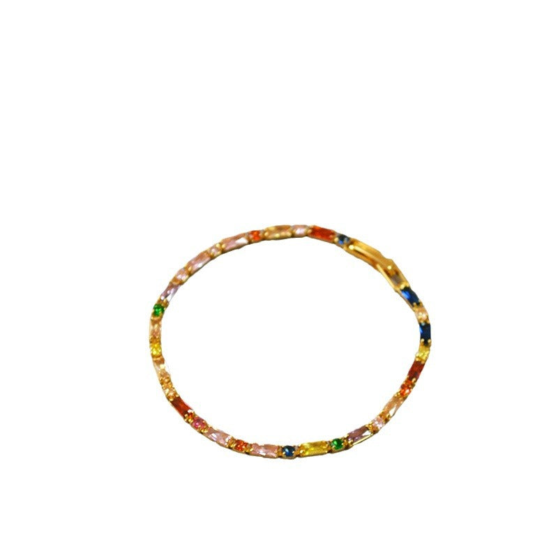 Fresh Brass Gold Plated Color Zircon Daily Simple Temperament Bracelets