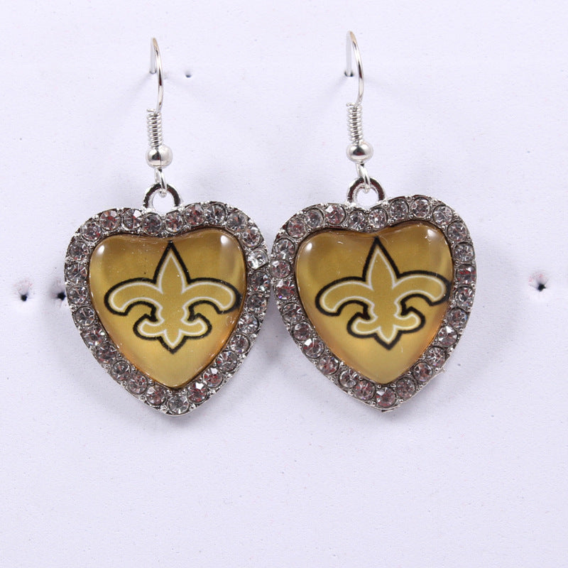 Peach Heart Spot Drill Sports Team Series Earrings