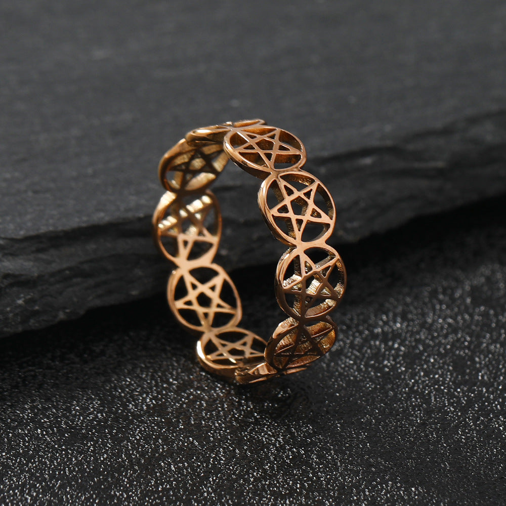 Titanium Steel Simple Personality Cut Hollow Rings