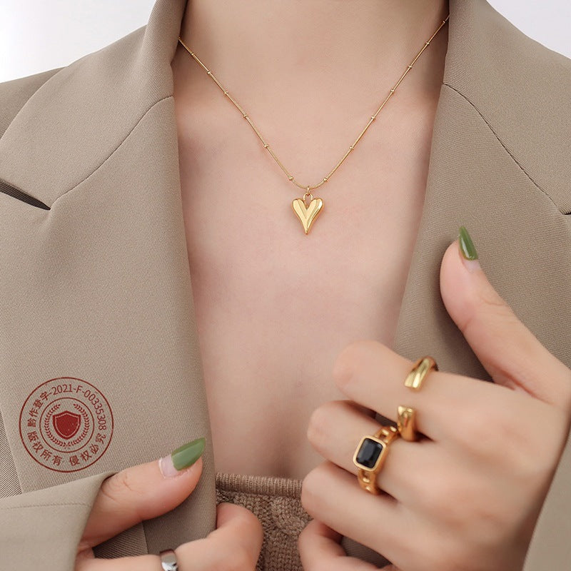 Long Titanium Steel Gold Plated Clavicle Necklaces