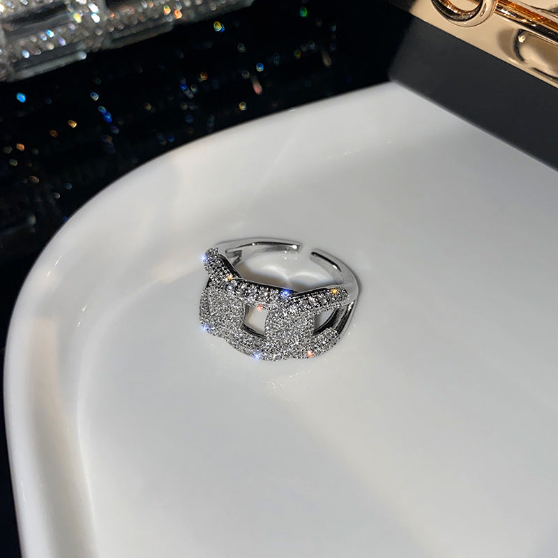 Heart-shaped Female Personality Stylish Opening Light Luxury Rings