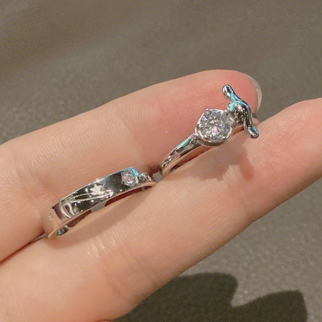 Women's & Men's Pair Birthday Gifts For Cartoon Simple Rings