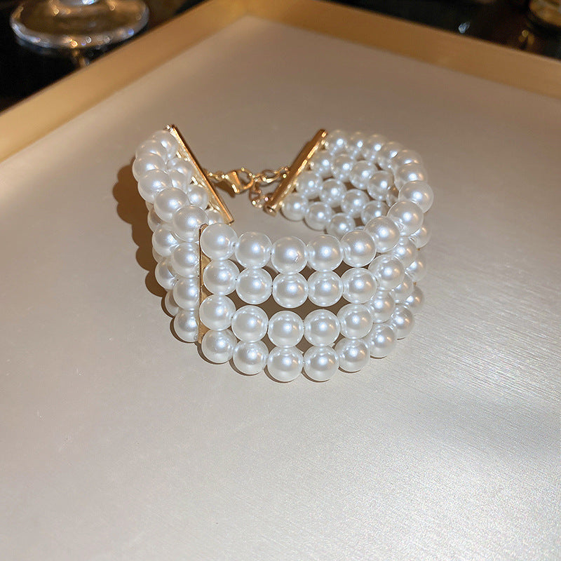 Women's Pearl Side-by-side French Retro Fashion Short Light Luxury Necklaces