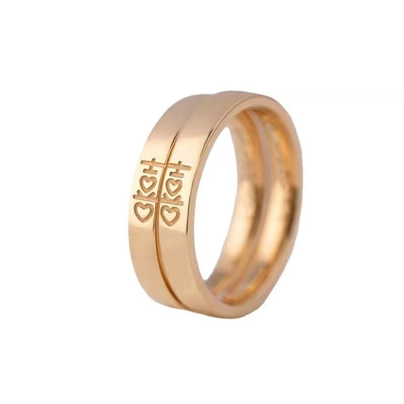 Women's & Men's Couple Gold Open Mouth Wedding Creative Hand Rings