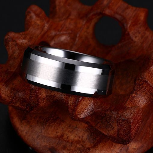 Men's Cool Tungsten Black Gold Sand Rings