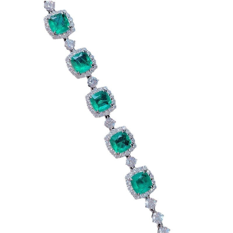Women's Cotton Glass Emerald High Carbon Diamond Light Luxury Banquet Dress Bracelet