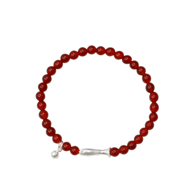 Red Agate Fancy Carp Female Design High Sense Elastic Bracelets